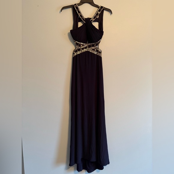 Betsy & Adam Dresses & Skirts - Betsy & Adam Navy Formal Maxi Dress with Gold Accents